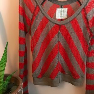 Free People striped, long-sleeve top size M